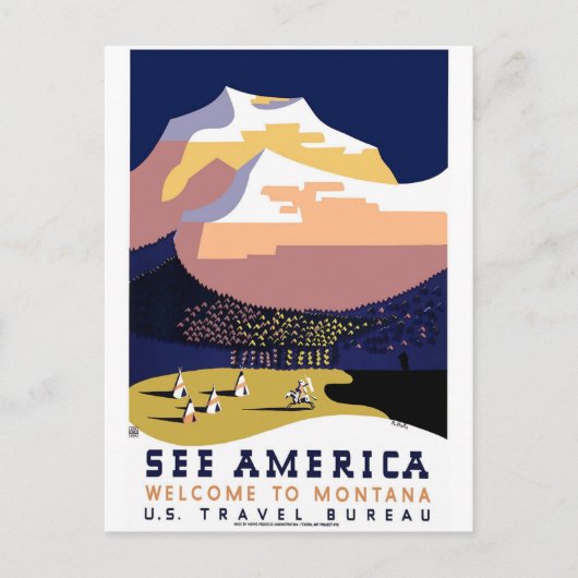 "ヴィンテージWPAモンタナポスター3" ポストカード (正面)