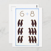 ヴィンテージWPA算数ポスター： 6 + 8ペンギン ポストカード (正面/裏面)