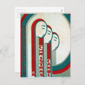 ヴィンテージWPA連邦劇場Aクリスマスカロル シーズンポストカード (正面/裏面)