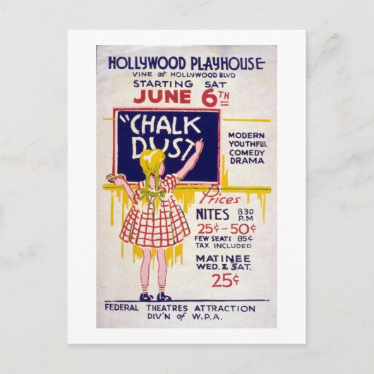 ヴィンテージWPA Federal Theater Project Hollywood 遊 ポストカード (正面)