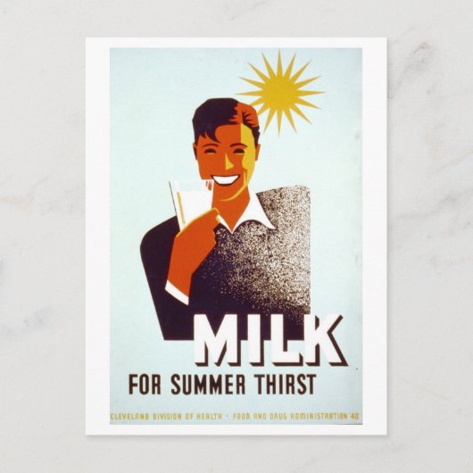 ヴィンテージWPA Poster Milk for Summer Thirst ポストカード (正面)