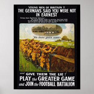 ヴィンテージWW1英国サッカー大隊 ポスター