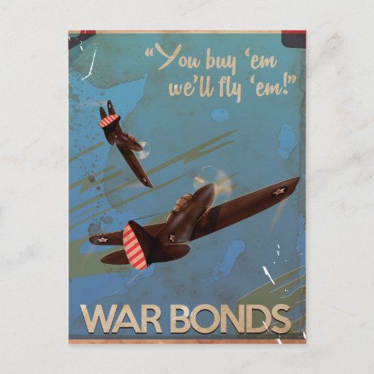 ヴィンテージWW2クラシック旅行ポスター ポストカード (正面)