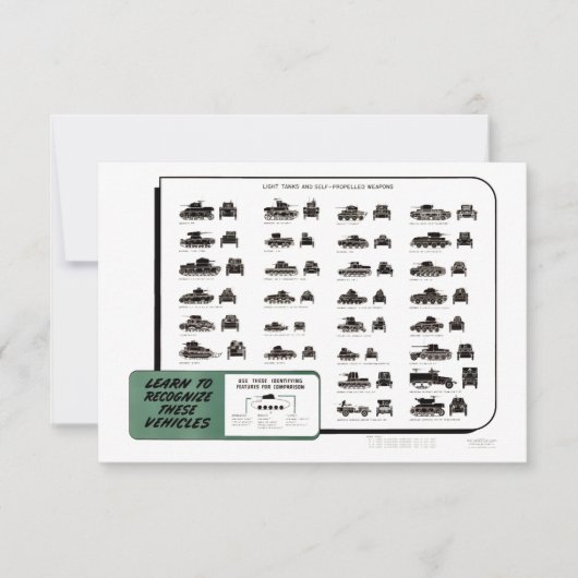 ヴィンテージWW IIライトタンクのグラフ サンキューカード (正面)