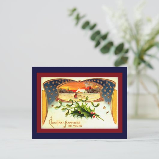 ヴィンテージWWI愛国的クリスマスポストカード シーズンポストカード (スタンド正面)