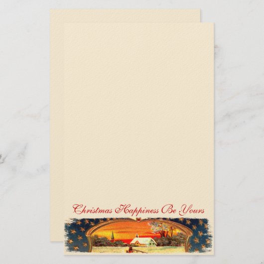 ヴィンテージWWI愛国的クリスマス文房具 便箋 (正面/裏面)