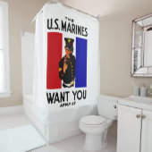 ヴィンテージWWI Marine Recruitmentポスター シャワーカーテン (インサイチュ)