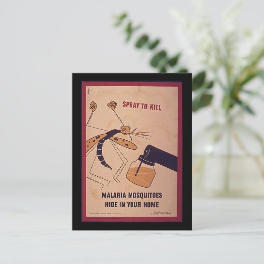 ヴィンテージWWIIがマラリアの蚊を殺す ポストカード (スタンド正面)