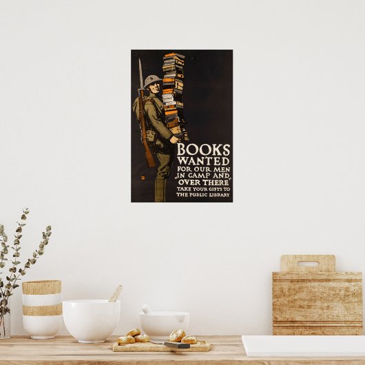 ヴィンテージWWIIアメリカ軍隊図書館 ポスター (キッチン)