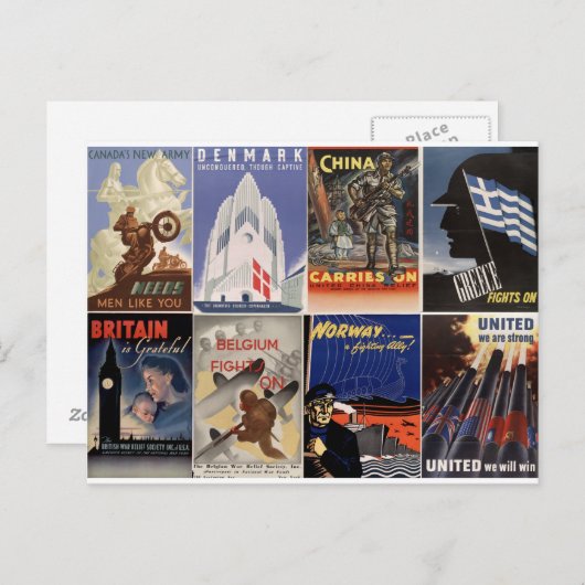 ヴィンテージWWIIポスター統一された：私たちは強い ポストカード (正面/裏面)