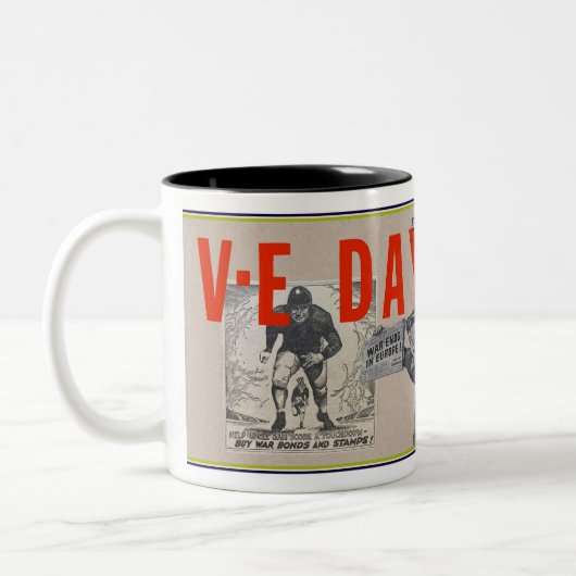 ヴィンテージWWII新聞テーマ ツートーンマグカップ (左)