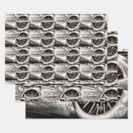 ヴィンテージWWII時代の飛行機 ラッピングペーパーシート