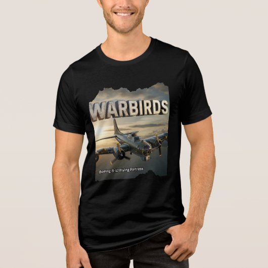 ヴィンテージWWII B-17要塞飛んでいる トライブレンドTシャツ (正面)