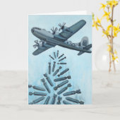 ヴィンテージWWII B-29ボンバー、空軍グリーティングカード カード (黄色い花)