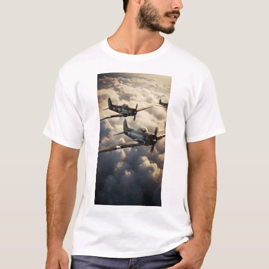 ヴィンテージWWII US Airplanes in Sky T-Shirt Tシャツ (正面)
