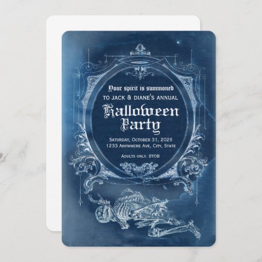 ヴィンテージX線ハロウィーン招待状メメントモリ 招待状 (正面/裏面)