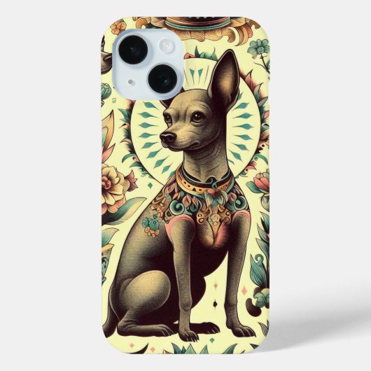 ヴィンテージXoloitzcuintleシームレス Case-Mate iPhoneケース (裏面)