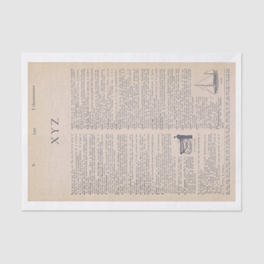 ヴィンテージXYZ辞書ページ（ブックから） 薄葉紙 (正面)