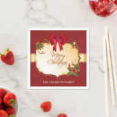 ヴィンテ伝統的ージのクリスマスボウとベル スタンダードカクテルナプキン (インサイチュ)