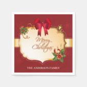 ヴィンテ伝統的ージのクリスマスボウとベル スタンダードカクテルナプキン (正面)