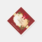 ヴィンテ伝統的ージのクリスマスボウとベル スタンダードカクテルナプキン (角)