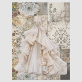 ヴィンテ動揺してージウェディングドレス&素朴花模様 薄葉紙