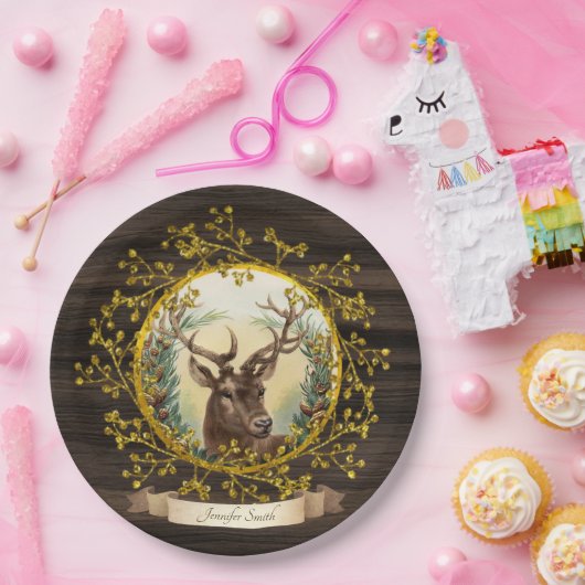 ヴィンテ素朴ージクリスマスのスタパーソナライズされたグパーティー ペーパープレート (パーティー)