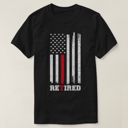 ヴィンテ退職したージ消防士アメリカ国旗の消防士の火 Tシャツ (デザイン正面)