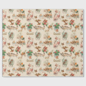 ヴィンテ魅力的ージクリスマスバードとホリー ラッピングペーパー (フラット)