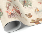 ヴィンテ魅力的ージクリスマスバードとホリー ラッピングペーパー (ロールコーナー)