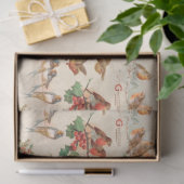 ヴィンテ魅力的ージクリスマスバードとホリー 薄葉紙 (ギフト)