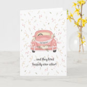 ヴィンテ魅力的ージ車おめでとう結婚カード カード (黄色い花)