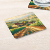 ヴィンフランスのヤード油彩画の切り離 スクエアペーパーコースター (アングル)
