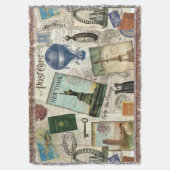 ヴィンモダンテージ旅行コラージュ スローブランケット (正面縦)