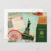 ヴィンモダンテージ旅行コラージュ ポストカード (正面/裏面)