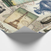 ヴィンモダンテージ旅行コラージュ ラッピングペーパー (角)