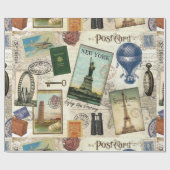 ヴィンモダンテージ旅行コラージュ ラッピングペーパー (フラット)