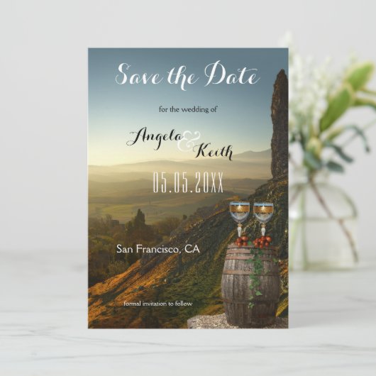 ヴィンモダンヤードまたはワインテーマ日付カードを保存 セーブザデート (スタンド正面)