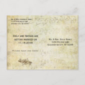 ヴィンヤードアールヌーボー孔雀の鳥が日付を保存 案内ポストカード (裏面)