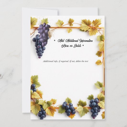 ヴィンヤード結婚秋秋ブドウワイナリーエレガント 招待状 (裏面)