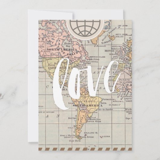 ヴィン素朴テージ旅行結婚情報カード 招待状 (裏面)