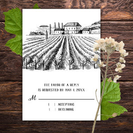 ヴィン素朴ヤードワイナリーウェディング芸術的RSVPカード 招待状
