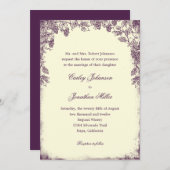 ヴィン素朴ヤード結婚式招待状 – パープル 招待状 (正面/裏面)