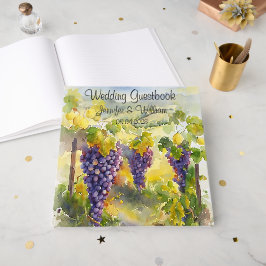 ヴィン素朴ヤード・ブドウ・レモン・イタリ結婚ア ゲストブック