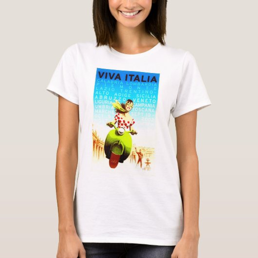 ヴィヴァイタリアヴィンテージレトロ旅行ポスター Tシャツ (正面)