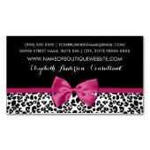 ヴィヴァシアスダークピンクボウレオパードプリントブティック マグネット名刺 (正面)