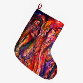 ヴィヴィアンとメルリンレッドイエローブルーファンタジー ラージクリスマスストッキング (正面 (吊り時))