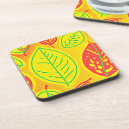 ヴィヴィッカラフル葉ズエレガンスアート コースター