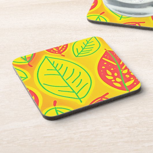 ヴィヴィッカラフル葉ズエレガンスアート コースター (左側)