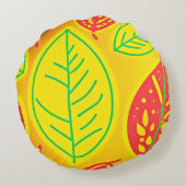 ヴィヴィッカラフル葉ズエレガンスアート ラウンドクッション (裏面)